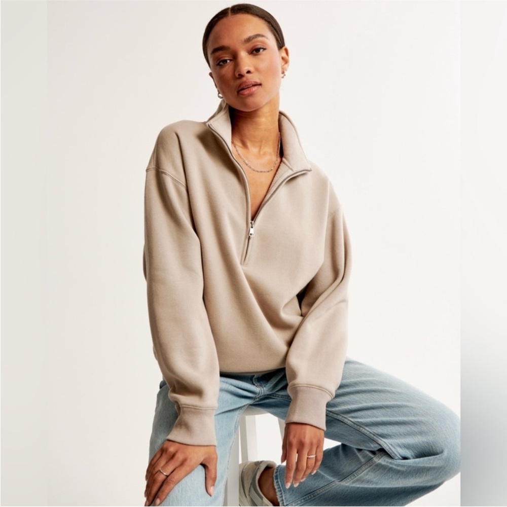 Abercrombie Beige Half-Zip Pullover